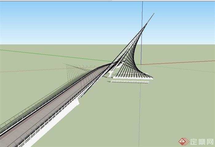 现代风格交通码头过江桥设计su模型(2)