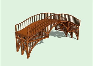 现代风格独特精致景观木桥设计SU(草图大师)模型