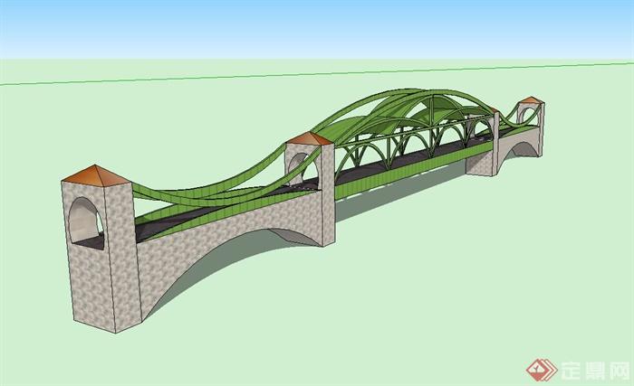 欧式风格景观桥设计su模型(1)