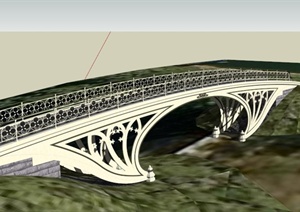 欧式铁艺栏杆桥梁设计SU(草图大师)模型