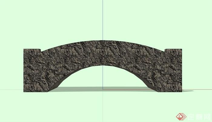 现代中式拱形石桥设计SU模型(3)