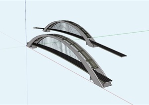 两座现代桥梁设计SU(草图大师)模型