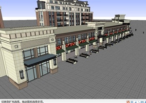 欧式风情沿街商业街设计SU(草图大师)模型