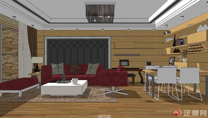 现代风格详细完整的家装项目设计(含CAD施工图+SU模型+效果图)(16)