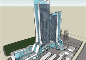 外滩超高层办公平面建筑设计SU(草图大师)模型