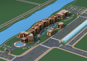 欧式酒店建筑设计3d模型含效果图