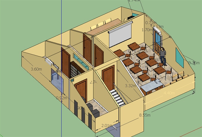 现代小型办公空间SU模型