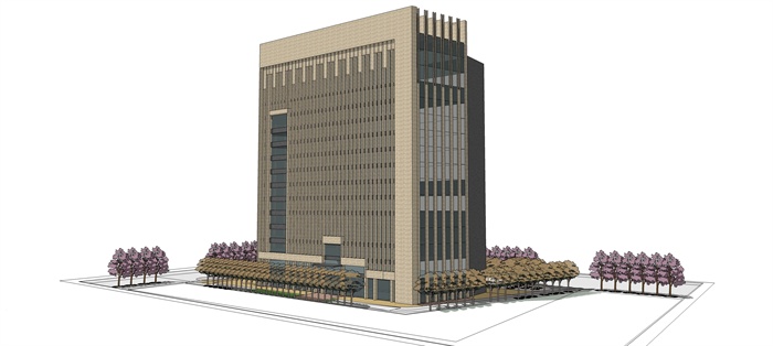 现代风格办公大楼建筑设计su模型