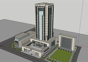 塔式办公楼建筑设计SU(草图大师)模型