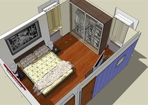 现代住宅空间卧室设计SU(草图大师)模型