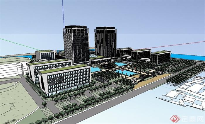 现代风格行政中心建筑设计su模型(2)