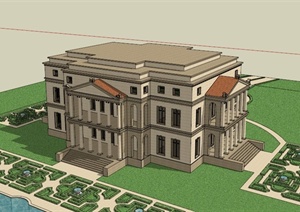 欧式石材别墅建筑设计SU(草图大师)模型