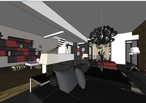现代风格两层别墅家装室内设计SU(草图大师)模型
