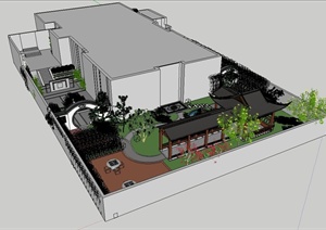 别墅庭院园林景观绿化设计SU(草图大师)模型