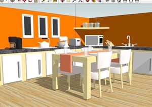 现代厨房空间设计SU(草图大师)模型