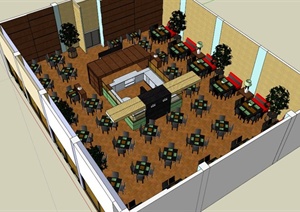 现代咖啡店空间设计SU(草图大师)模型