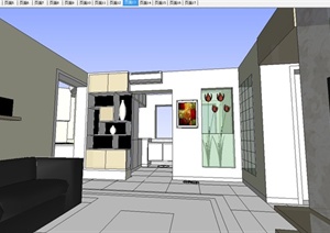 现代住宅家装室内设计SU(草图大师)模型