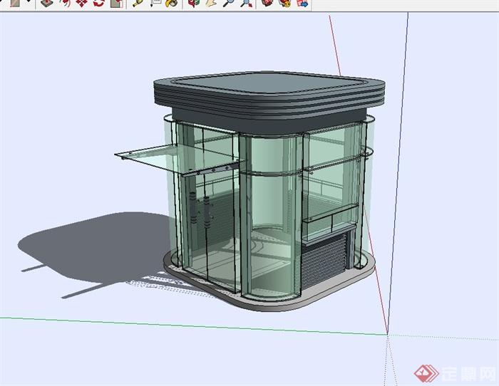 现代风格玻璃门房设计SU模型(1)