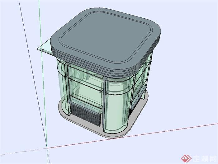 现代风格玻璃门房设计SU模型(2)