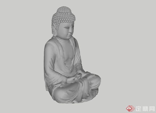 东南亚禅坐佛像雕塑设计SU模型(1)