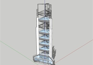 现代玻璃景观塔建筑设计SU(草图大师)模型