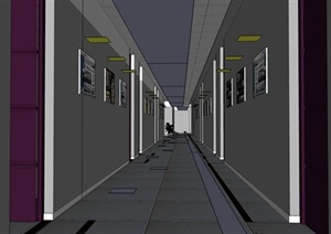 某现代风格学生宿舍走廊设计SU(草图大师)模型