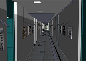 某现代风格学校走廊展示设计SU(草图大师)模型