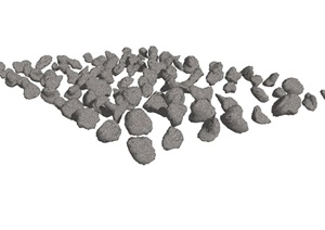 多种不同的自然石设计SU(草图大师)模型