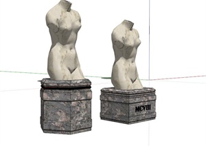 现代两组人体雕塑设计SU(草图大师)模型
