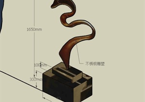 现代铜质蛇形雕塑小品设计SU(草图大师)模型
