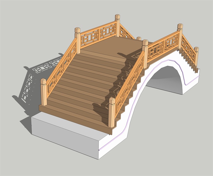 古典中式风格节点木桥拱桥设计su模型