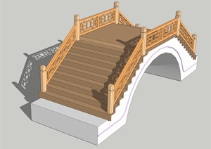 古典中式风格节点木桥拱桥设计SU(草图大师)模型