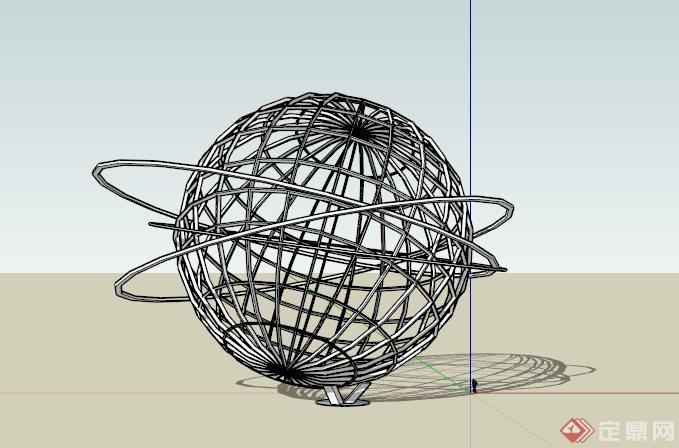 现代镂空球装雕塑设计SU模型(3)