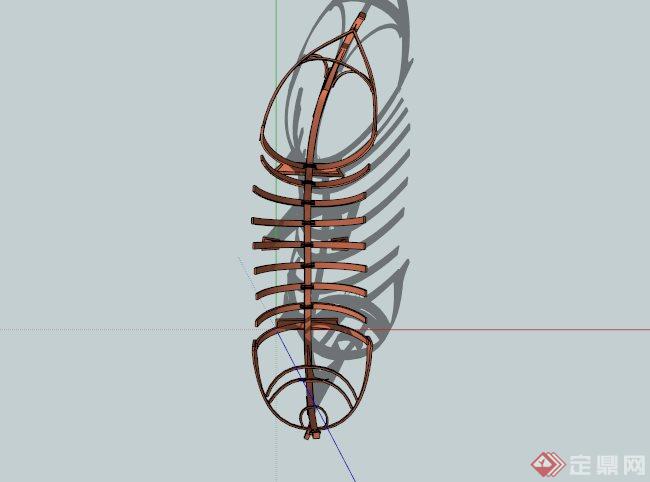 现代木船骨架雕塑设计SU模型(2)