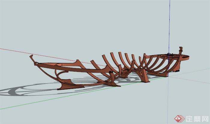 现代木船骨架雕塑设计SU模型(1)