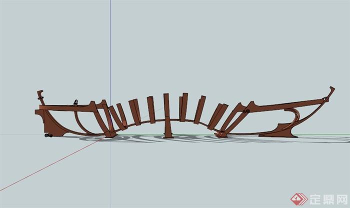 现代木船骨架雕塑设计SU模型(3)