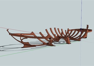 现代木船骨架雕塑设计SU(草图大师)模型