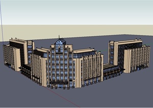 新古典风格沿街办公楼群建筑设计SU(草图大师)模型