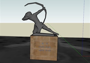 现代弓射人物雕塑小品SU(草图大师)模型