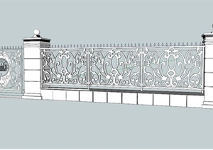 欧式铁艺围墙大门设计SU(草图大师)模型