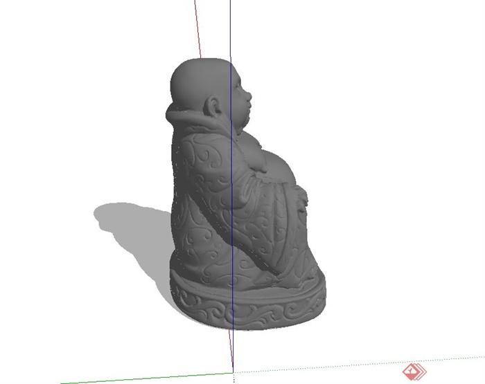 古典中式风格佛像雕塑设计su模型(3)