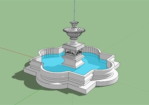 石材花型喷泉池设计SU(草图大师)模型