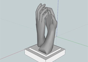 现代握手雕塑设计SU(草图大师)模型