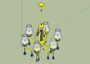 欧式水晶吊灯设计SU(草图大师)模型
