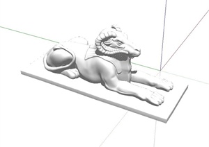 狮身羊头雕塑设计SU(草图大师)模型