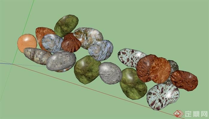 多种不同景石石头设计su模型(1)