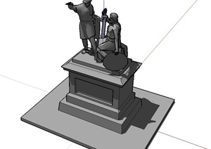 勇士人物雕塑设计SU(草图大师)模型