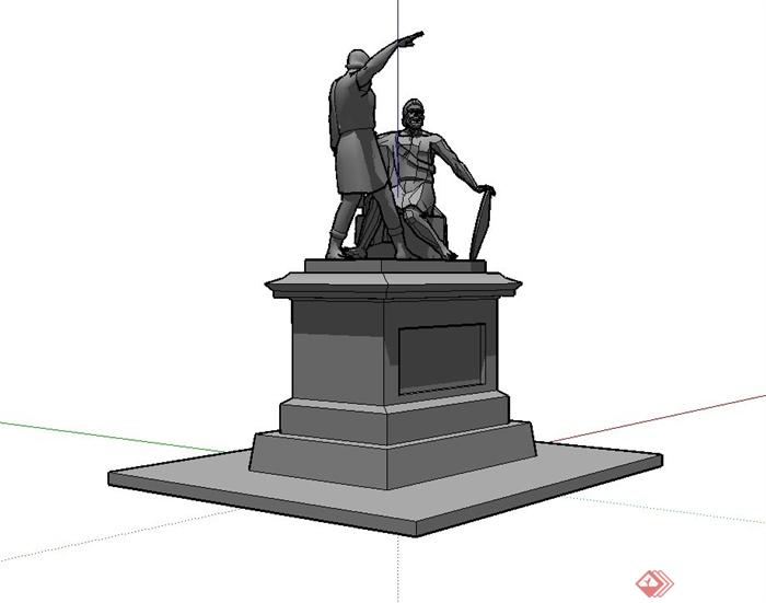 勇士人物雕塑设计su模型(2)