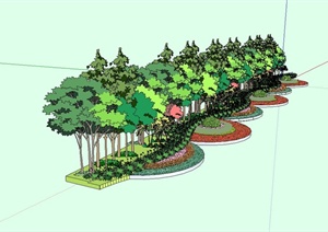 园林景观植物群落花池设计SU(草图大师)模型