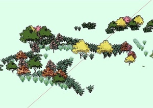 多种不同的灌木植物群落设计SU(草图大师)模型